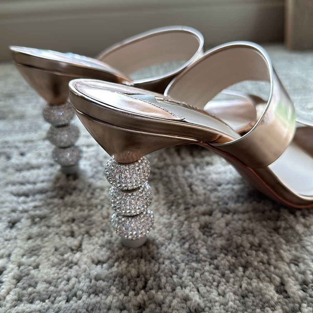 Sofia Webster Rosalind Rose gold crystal mules